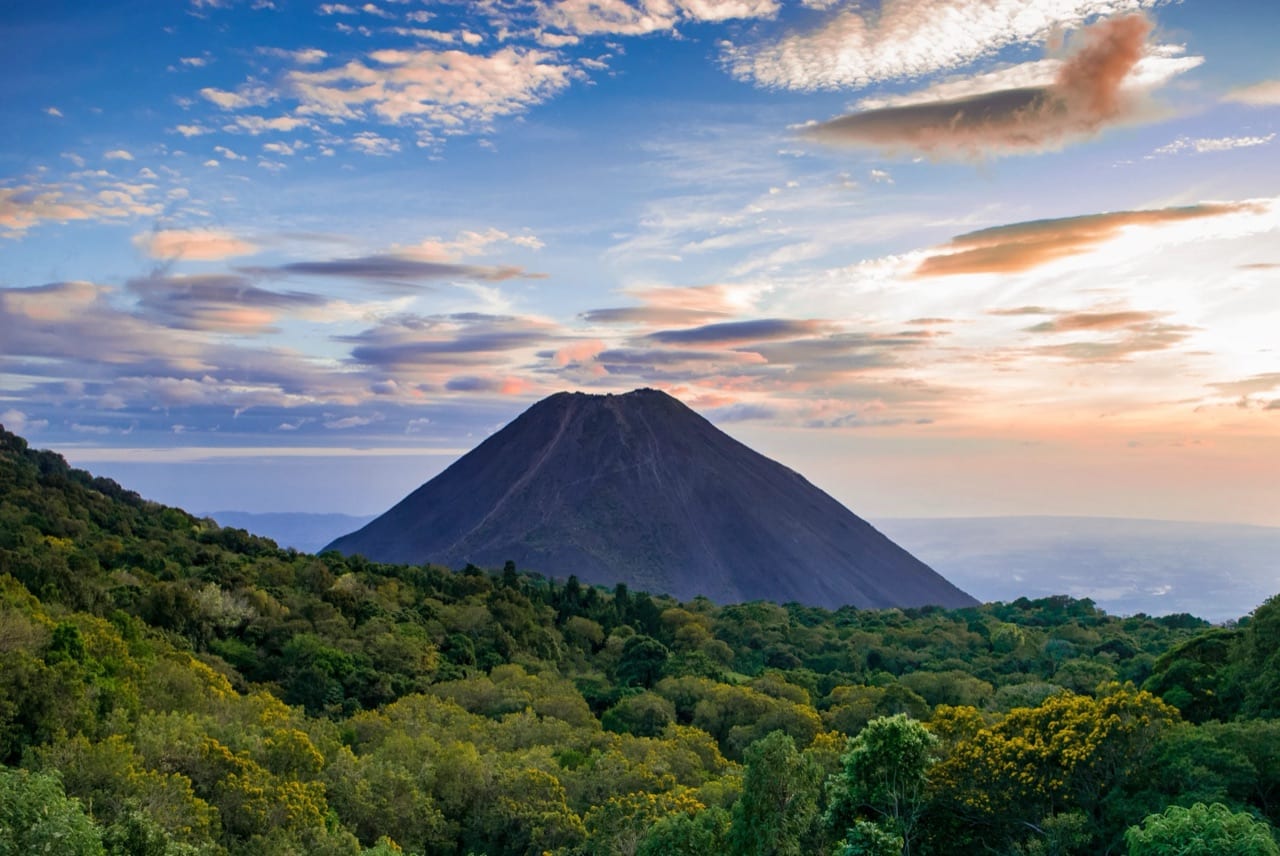 The volcanic cone of Izalco rising over the El Salvador highlands.